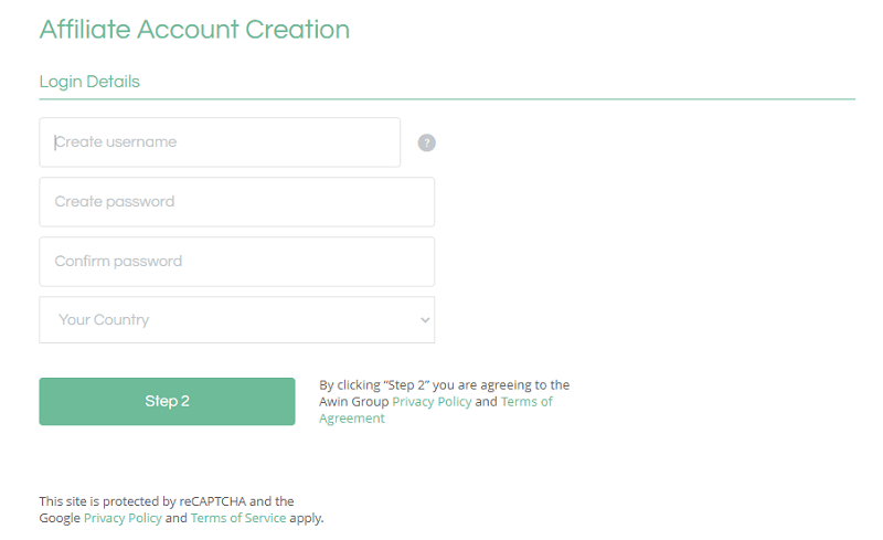 ShareASale Affiliate Account Creation - Step 1
