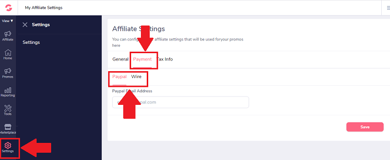 GrooveFunnels Affiliate Payment Settings Configuration - PayPal Bank Wire