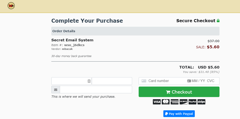 How to Download Secret Email System  - Step 3 - Checkout
