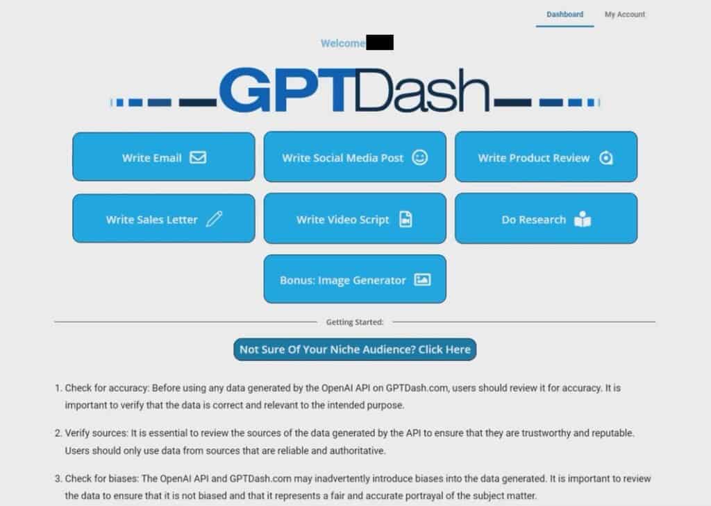 GPTDash Main Interface